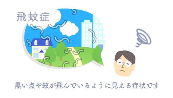 飛蚊症：黒い点や蚊が飛んでいるように見える症状です